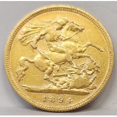 GREAT BRITAIN UK  1894 . HALF 1/2 SOVEREIGN . GOLD COIN